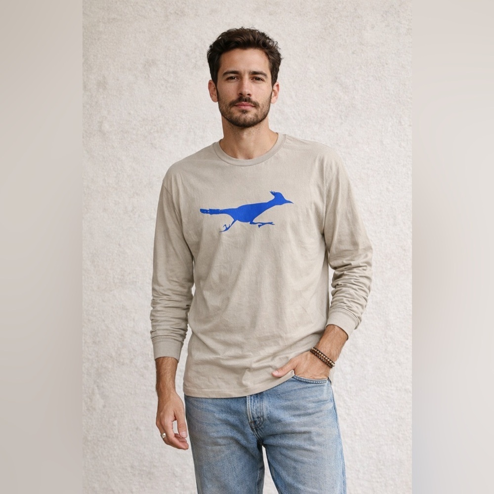 Vintage Blue Roadrunner Graphic Tee Desert Minimalist